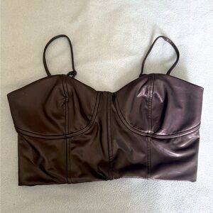 EXPRESS Body Contour Vegan Leather Crop Top size M